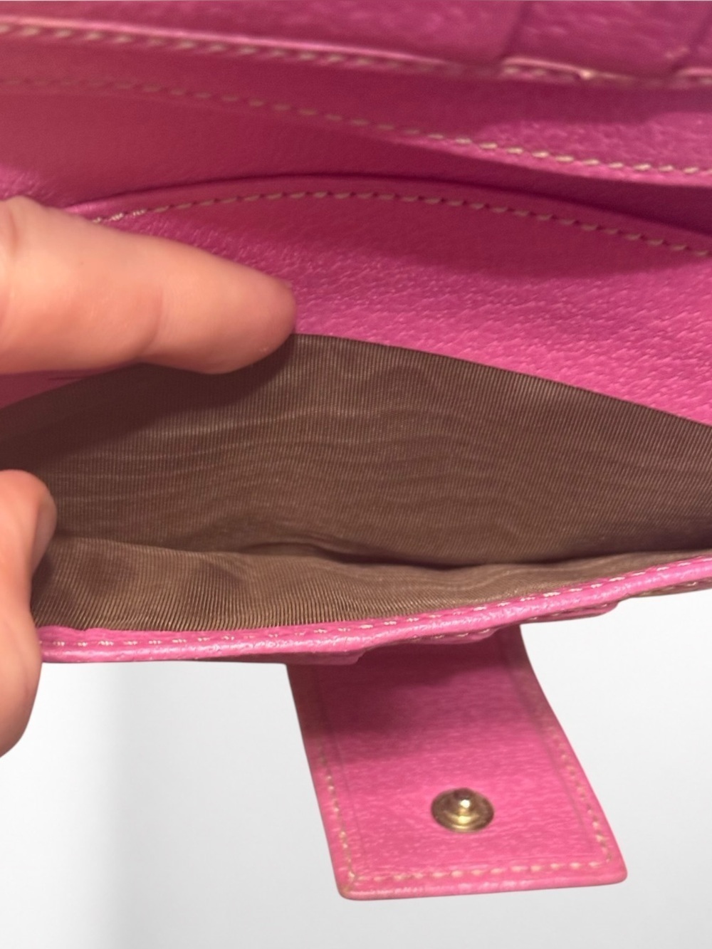 Gucci Abbey D-Ring Long Wallet Beige GG Canvas Fuchsia Leather Continental Y2K - Picture 15 of 17